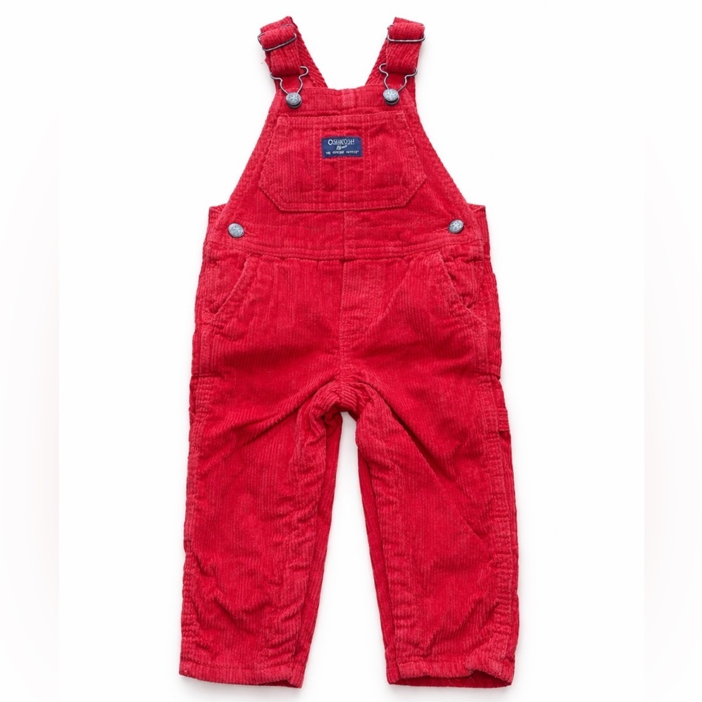 Kids Baby Toddler OshKosh Red Corduroy Overalls Size 12 Months